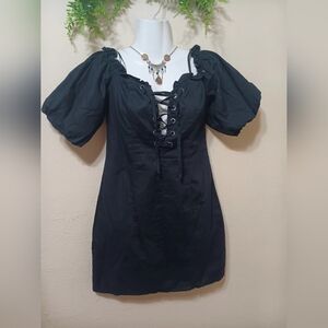 Wild Fable Black Lace-Up Mini Dress